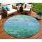 Homeroots 8' Teal Blue And Aqua Round Striped Washable Indoor Outdoor Area Rug 610909 - alternate 1