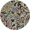 Homeroots 8' Black And Artichoke Green Round Paisley Washable Indoor Outdoor Area Rug 588596 - alternate 1