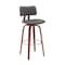 Armen Living Pico 30in Swivel Walnut Wood Bar Stool in Gray Faux Leather with Chrome LCPIBAWAGRY30 - alternate 1