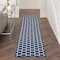 Homeroots 12' Navy Blue And Ivory Geometric Indoor Outdoor Runner Rug 564122 - alternate 6