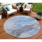Homeroots 8' Sky Blue And Gray Round Abstract Washable Indoor Outdoor Area Rug 631847 - alternate 1