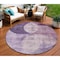 Homeroots 8' Purple And Lavender Round Geometric Washable Indoor Outdoor Area Rug 604925 - alternate 1