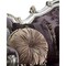 Homeroots 52" Dark Purple Velvet Curved Striped Sofa And Toss Pillows With Platinum Legs 348236 - alternate 4