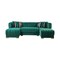Homeroots Green Velvet U Shaped Three Piece Sofa and Chaise Sectional With Toss Pillows 643887 - alternate 2
