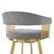 Homeroots 30" Gray and Gold Fabric and Stainless Steel Low Back Bar Height Swivel Bar Chair 569149 - alternate 3