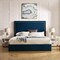 Homeroots Navy Blue Solid Wood Queen Upholstered Velvet Bed 544926 - alternate 4
