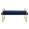 Homeroots 48" Navy Blue and Gold Velvet Upholstered Bench 530650 - alternate 4
