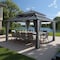 Sunjoy Kingston 14x12 Gazebo, Steel Hardtop Gazebo with Curtain and Netting - Gray Aluminum Posts A10204366100 - alternate 1