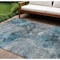 Homeroots 9' X 12' Teal Blue And Navy Blue Abstract Washable Indoor Outdoor Area Rug 581777 - alternate 1