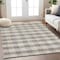 Homeroots 9' X 12' Taupe And Gray Plaid Washable Indoor Outdoor Area Rug 595521 - alternate 4