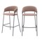 Homeroots Set of Two 30" Brown and Black Shearling and Steel Low Back Bar Height Bar Chairs 555743 - alternate 4