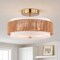 Vaxcel Abbotsford 2-Light Semi-Flush Ceiling Light, Bright Gold, White Linen and Rattan Drum, 16-In. C0375 - alternate 3