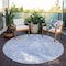 Homeroots 8' Sky Blue Denim Blue And Ivory Round Abstract Washable Indoor Outdoor Area Rug 583174 - alternate 3