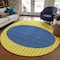 Homeroots 8' Yellow And Blue Round Striped Washable Indoor Outdoor Area Rug 597213 - alternate 2