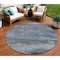 Homeroots 8' Pewter Navy Blue And Charcoal Round Abstract Washable Indoor Outdoor Area Rug 630845 - alternate 1