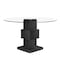 Homeroots 51" Clear and Black Glass and Solid Wood Pedestal Base Round Top Dining Table 633121 - alternate 1