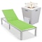 Leisuremod Marlin Modern White Aluminum Patio Chaise Lounge Chair with Square Fire Pit Side Table, Green MLWCF21-77G - alternate 1