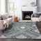 Homeroots 3' X 5' Pewter Charcoal And Sky Blue Tribal Washable Indoor Outdoor Area Rug 598148 - alternate 3