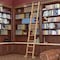Quiet Glide 9.92 ft. Red Oak Sunburst Wheel Brushed Satin Brass Rolling Ladder, 12 ft. Rail QG.210-10RO-12-H.06B - alternate 1
