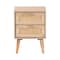 Baxton Studio Baird Mid-Century Modern Light Oak Brown Finished Wood and Rattan 2-Drawer Nightstand 176-11249-Zoro - alternate 3