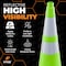 Xpose Safety Traffic Safety Cone, 36 in, Premium PVC, Dual 6 in & 4 in Reflective Collar, Lime Green, 48 pk LTC36-64-48-X - alternate 2