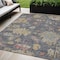 Homeroots 5' X 8' Blue Charcoal And Gold Floral Washable Indoor Outdoor Area Rug 604115 - alternate 1
