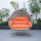 Leisuremod Mendoza Light Grey Wicker Hanging 2 person Egg Swing Chair with Orange Cushions MSCLGR-53OR - alternate 5