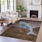 Homeroots 9' X 12' Brown And Denim Blue Animal Print Washable Indoor Outdoor Area Rug 630961 - alternate 2