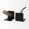 Homeroots Set of Two Brown And Black Resin And Metal Horn Decorative Bookends, 2PK 392132 - alternate 1