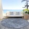 Homeroots 8' Blue And Gray Round Abstract Washable Indoor Outdoor Area Rug 615502 - alternate 4