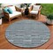 Homeroots 8' Teal Blue Aqua And Gray Round Striped Washable Indoor Outdoor Area Rug 587940 - alternate 1