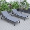 Leisuremod Marlin Patio Chaise Lounge Chair with Armrests in Black Aluminum Frame, Dark Grey, 2PK MLABL-77DGR2 - alternate 4