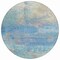 Homeroots 8' Aqua And Beige Round Abstract Washable Indoor Outdoor Area Rug 631445 - alternate 4
