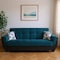 Homeroots 93" Blue Microfiber And Faux Leather Sleeper Sofa And Toss Pillows With Brown Legs 607165 - alternate 4