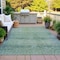 Homeroots 10' X 14' Teal Blue And Ivory Geometric Washable Indoor Outdoor Area Rug 630518 - alternate 2
