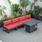 Leisuremod Chelsea 5-Piece Middle Patio Chairs and Fire Pit Table Set Black Aluminum With Red Cushions CSFBL-4R - alternate 7