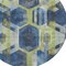 Homeroots 8' Navy Blue Gold And Silver Round Geometric Washable Indoor Outdoor Area Rug 618753 - alternate 3