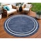 Homeroots 8' Navy Blue And Ivory Round Indoor Outdoor Area Rug 545541 - alternate 2