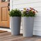 Homeroots Set of Two Light Gray Heavy Duty Plastic Cylindrical Planter Pots 719626 - alternate 2