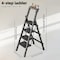 Wrightmaster 4 ft. Steel Lightweight Step Ladder, 9 ft. Reach, with Tool Platform, 300 lb. Load Capacity, Black ZOR-GJ4BT2 - alternate 3