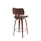 Homeroots 26" Brown And Wood Brown Faux Leather Swivel Low Back Counter Height Bar Chair 534432 - alternate 2