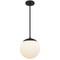 Homeroots 10" Black And White Frosted LED Dimmable Outdoor Globe Hanging Light 683462 - alternate 1