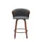 Homeroots 26" Gray and Wood Brown Faux Leather with Solid Wood Swivel Counter Height Bar Chair 534416 - alternate 4