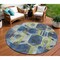 Homeroots 8' Navy Blue Gold And Silver Round Geometric Washable Indoor Outdoor Area Rug 618753 - alternate 1