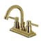 Kingston Brass Double-Handle 4" Centerset Bathroom Faucet with Brass Pop-Up, Brushed Brass KS8667DL - alternate 1
