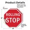 Signmission Rolling Stop, 6 inch X 6 inch, Vinyl Decal, 2PK OC-D-2PACK-6-64 - alternate 2