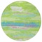 Homeroots 8' Lime Green And Sky Blue Round Abstract Washable Indoor Outdoor Area Rug 612517 - alternate 3