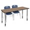 Regency Kee Adjustable Classroom Table W/ 2 Andy Stack Chairs, 66 in W, 30 in L, Noble Oak MT6630NOAPGY40NV - alternate 1