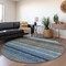 Homeroots 8' Navy Blue Sky Blue And Taupe Round Striped Washable Indoor Outdoor Area Rug 614817 - alternate 2