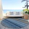 Homeroots 8' Navy Blue Sky Blue And Taupe Round Striped Washable Indoor Outdoor Area Rug 614817 - alternate 3